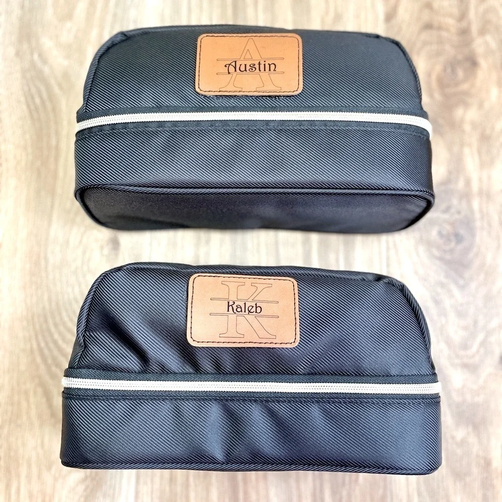 Personalized Men’s Toiletry Bag Black/Brown “Austin”